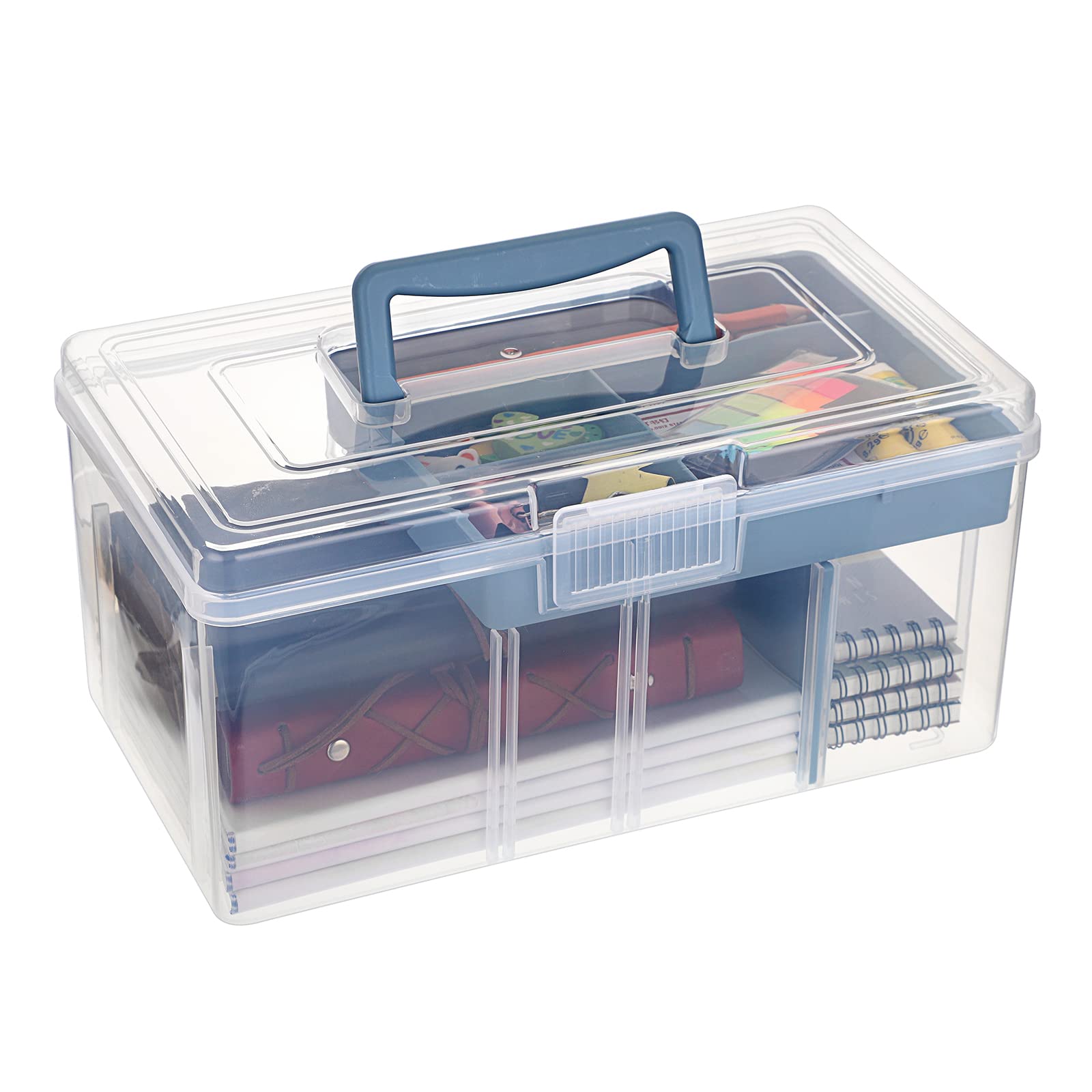

Sumnacon Large Capacity Storage Clear Storage Case with Lid and Divided Stylish Storage Nordic Small Item Storage Lip Office Sewing Various Everyday синий