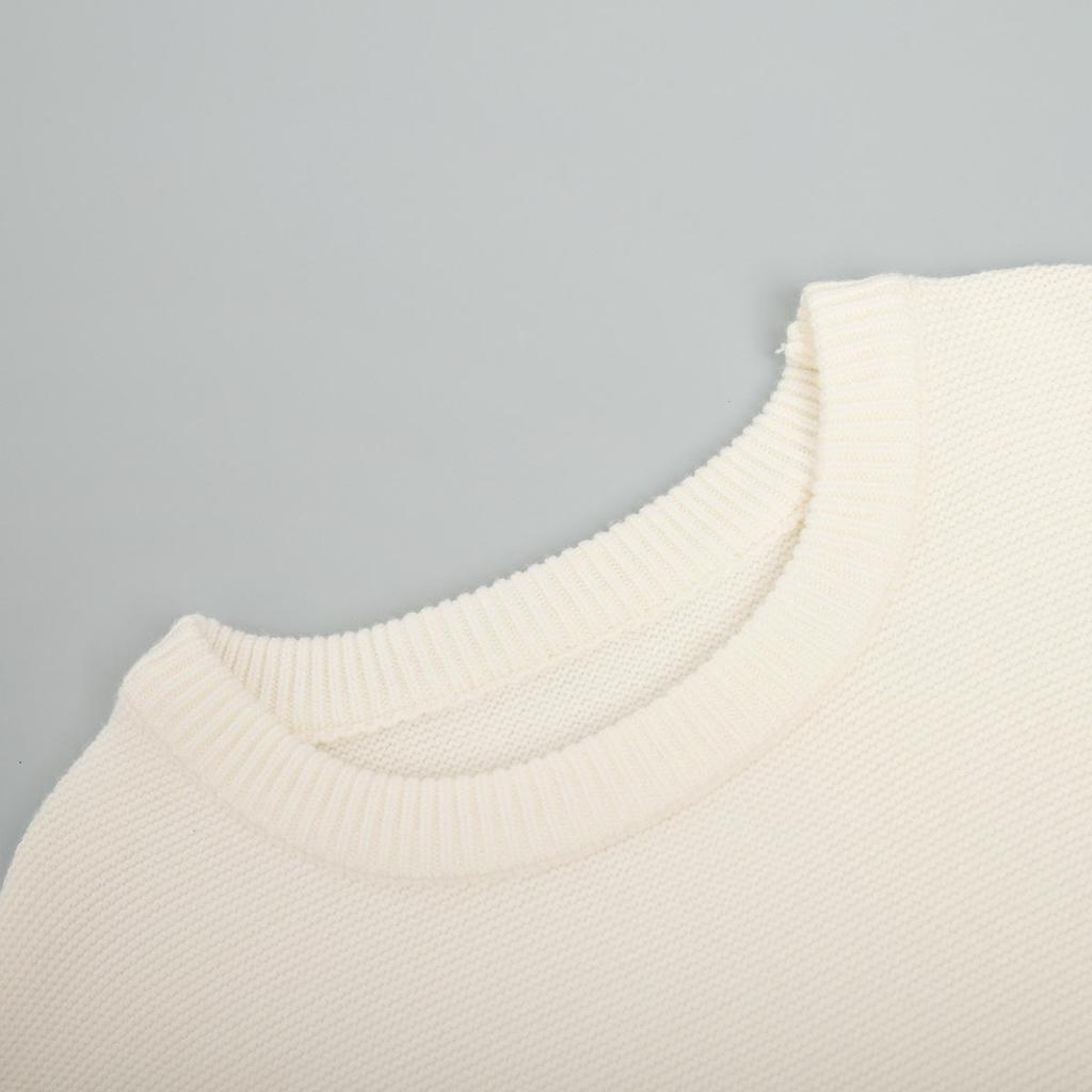 Maglione Lavorato a Maglia da Donna Girocollo Autunno e Inverno Temperamento Semplice Pigro Maglione Pullover