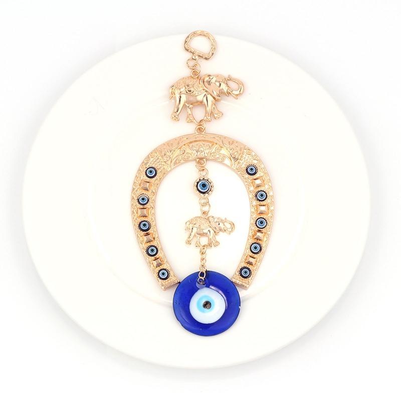 Blue Evil Eye Hanging Decoration Turkish Evil Eye Elephant Statues Wall Hanging Home Decor Pendant Decor