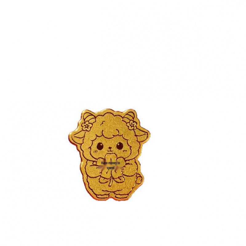 Year of the Sheep Cute Pure Gold Mobile Phone Sticker - Lucky Money Attraction Charm