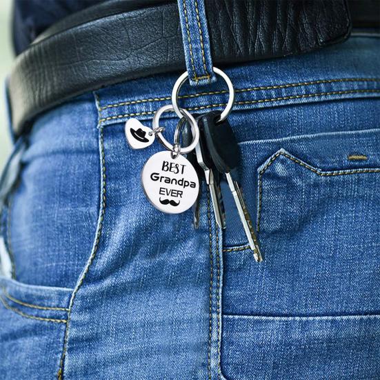 Stainless Steel Keychain Dad from Son Best Dad Ever Keychain Gift Double Sided Letter Print Keyring Valentine Day Heartwarming Gift