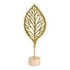 Wood Base Miniature Figurines Metal Art Ginkgo Leaf Ornament Desktop Ornaments  Home Decoration