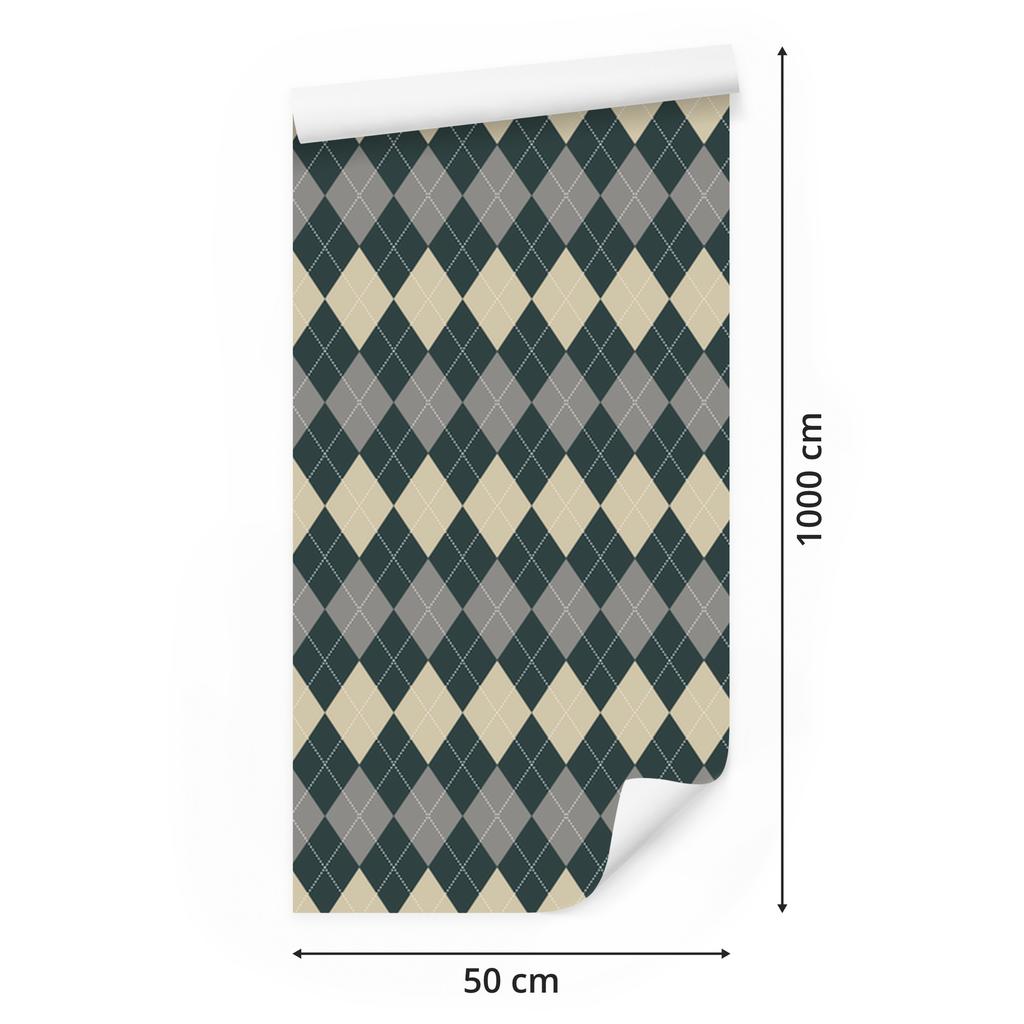 Autumn Plaid Wallpaper Turquoise and Gray for Living Room and Bedroom 50x1000