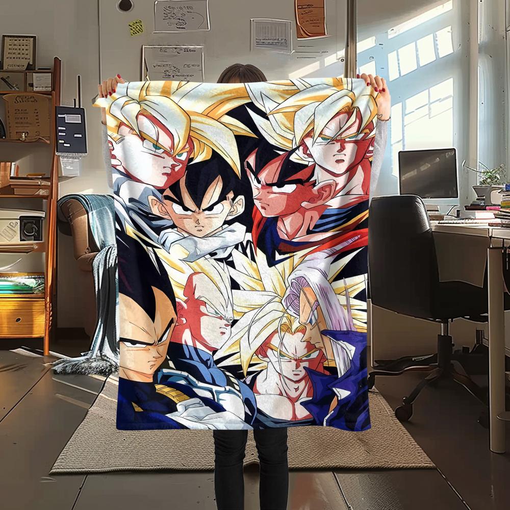 

Фланелевое одеяло с принтом персонажей Dragon Ball, Высококачественное, Удобное для всех сезонов, Декор для дома, Тепло и уют, Идеально для рождественских подарков 80cm x 120cm
