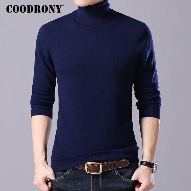 

Бренд мужской повседневный свитер с высоким воротом Pull Homme осень-зима мериносовая шерсть свитер теплый кашемировый свитер для мужчин M темно-синий