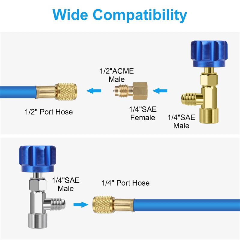 R1234Yf Can Tap, R1234Yf Self-Sealing And Puncture Style Refrigerant Can Tap Valve With Refrigerant Tank Adapters