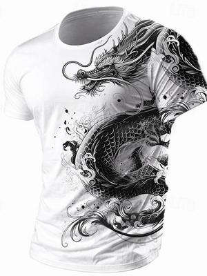 Summer Dragon 3D Print Men's T-shirt Daily Casual Men's Street T-shirt Outdoor Sports Short Sleeve Urban Fashion Men's T-shirt