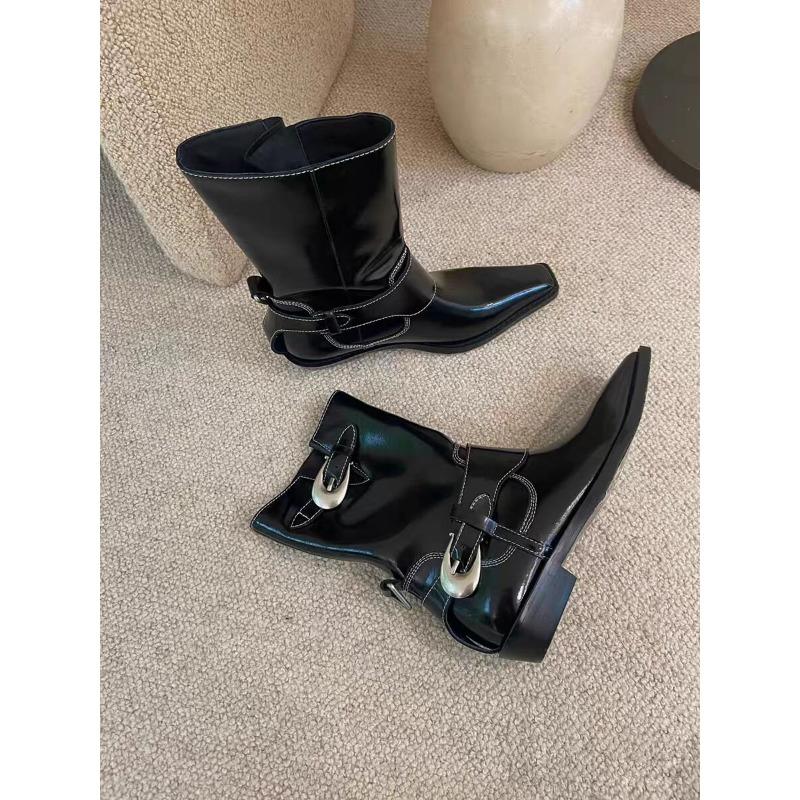 Fashion Women Western Cowgirl Boots Fashion Slip On Belt Buckle Shoes Retro Style Autumn Winter Ladies Knight Long Booties