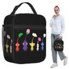 Cute Pikmin Pattern Blue Insulated Lunch Bag for Women Office Cooler Thermal Food Box Tote Portable Lunch Boxes Container