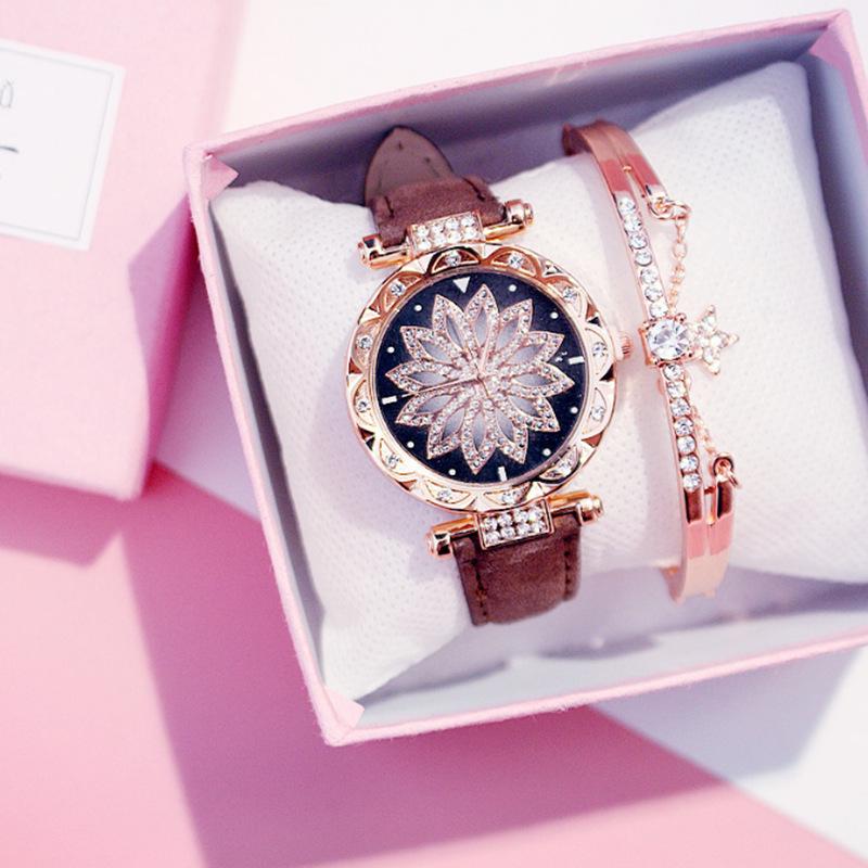 Elegant Roman Numeral Rhinestone Ladies Square Watch & Gift Set