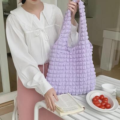 Korean Style Cloud Bubble Pleated Shoulder Handbag for Women, Large Capacity Mother-and-Child Cloth Bag