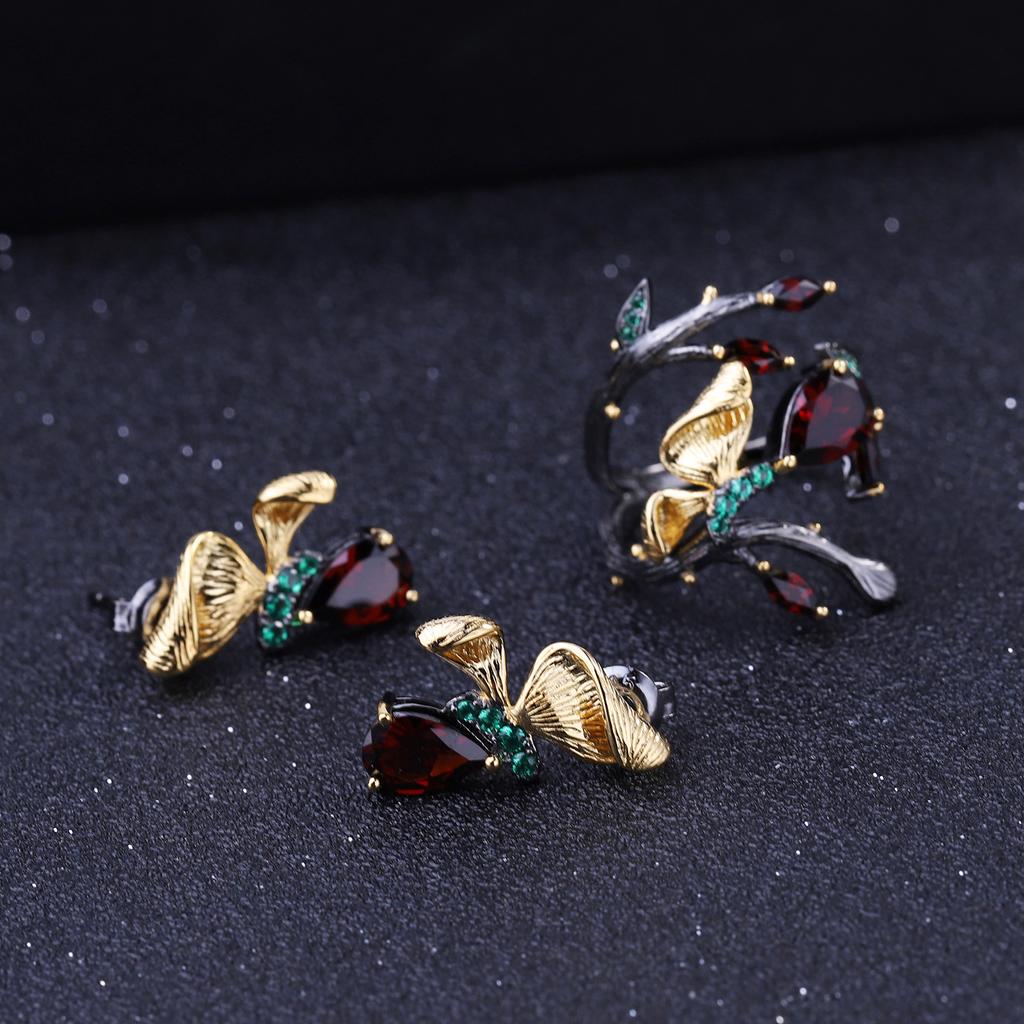 Boucles d'oreilles papillon de créateur originales, style naturel, argent s925, pierres précieuses naturelles, améthyste