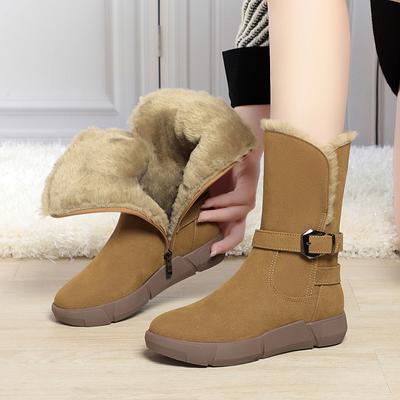 Schneestiefel Damen Winterschuhe Echtleder Flache Damen Kurze Stiefel Große Größe Warme Rutschfeste Damenstiefel