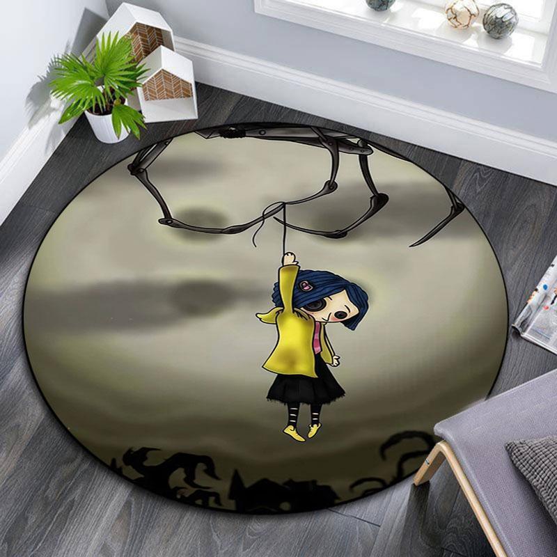 Coraline pattern round rug,Carpet Rug for Living Room Bedroom Playroom ,Non-slip Floor Mat,Holiday Gifts and Birthday Gifts.