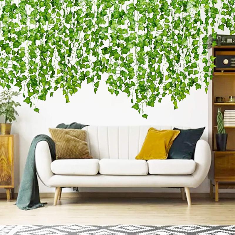 6/12Pcs 2.4M Artificial Plants Vine Fake Leaf Garland Hanging Wall Ornament Leaves Vine for Home Decor Garden Wedding Decoration