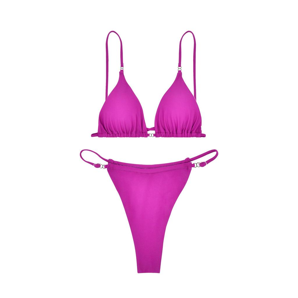 European & American Style 2025 Nylon Solid Color Split Bikini for Women