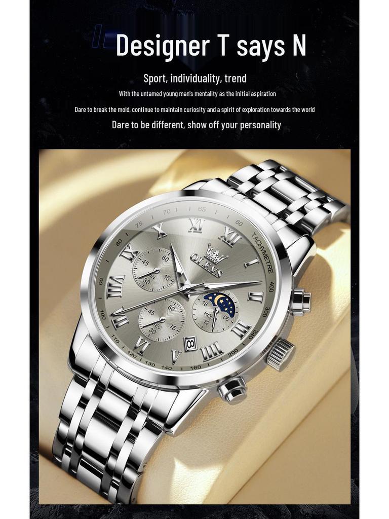 Oliss Men's Multifunctional Luminous Chronograph Watch - Celebrity Endorsed, Waterproof Quartz