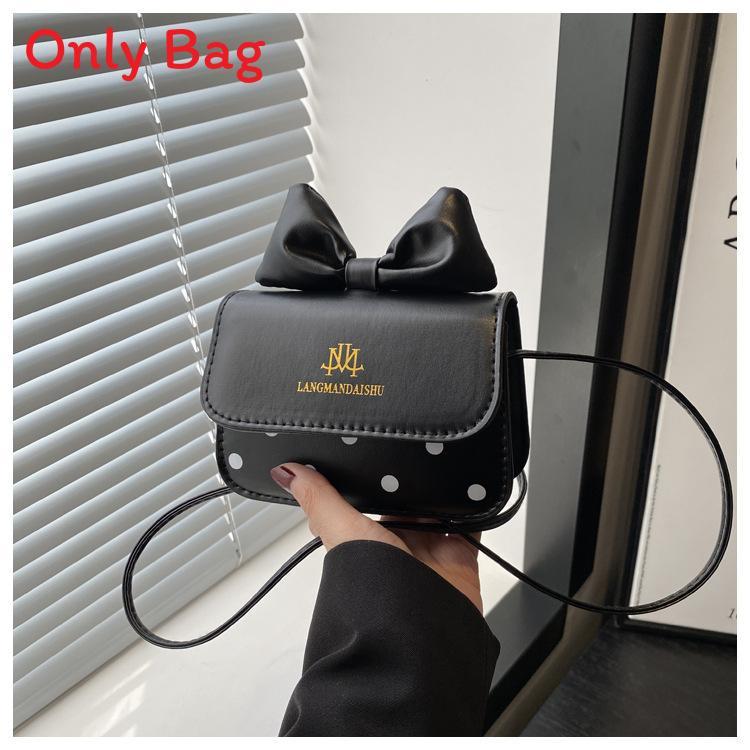 

Girl Butterfly Knot Pu Mini Shoulder Bag With Cell Phone Pocket For Daily Use чёрный