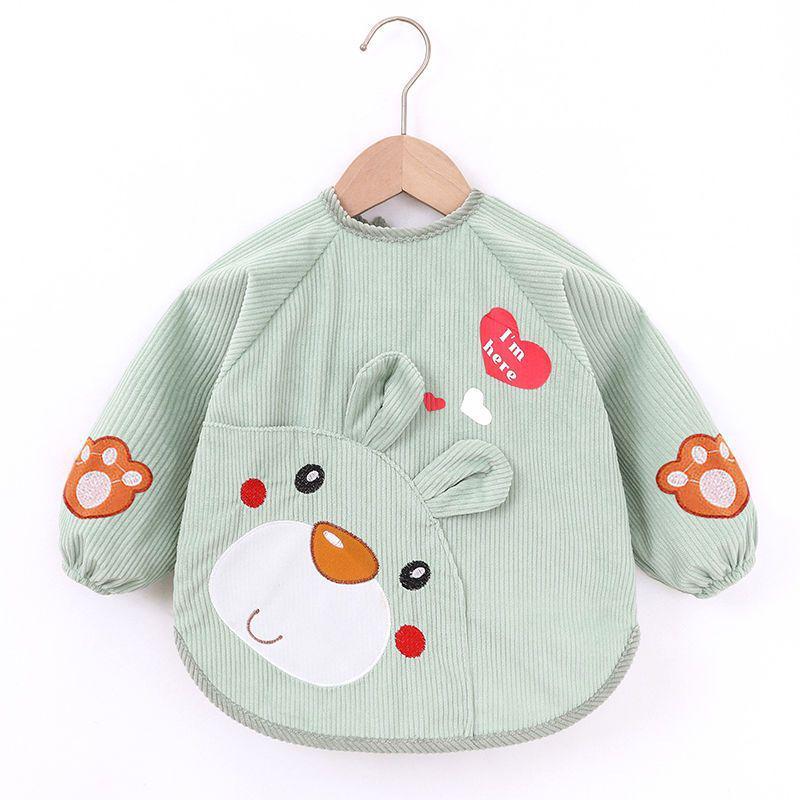 Waterproof Corduroy Baby Coveralls: Stain-Proof Unisex Autumn/Winter Eating Apron & Bib