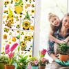 Whaline 18 Sheet Spring St. Patrick's Day Easter Window Clings Stickers Cute Gnome Window Decals Sunflower Bee Shamrock Easter Bunny Eggs Windows