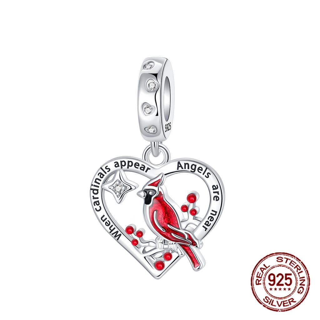 Red Color Series Charms Beads Copper Blood Heart Love Car Strawberry Fruit Dangle Fit Original Bangle Bracelet Diy Jewelry