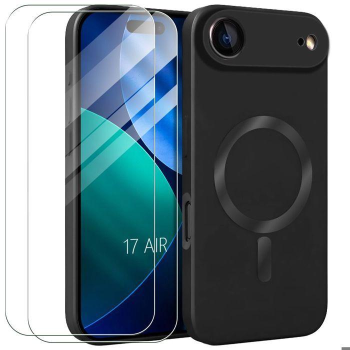 Coque de Protection - E.F.Connection - pour iPhone Air - TPU avec Cercle Magnétique Noir - 2 Vitres