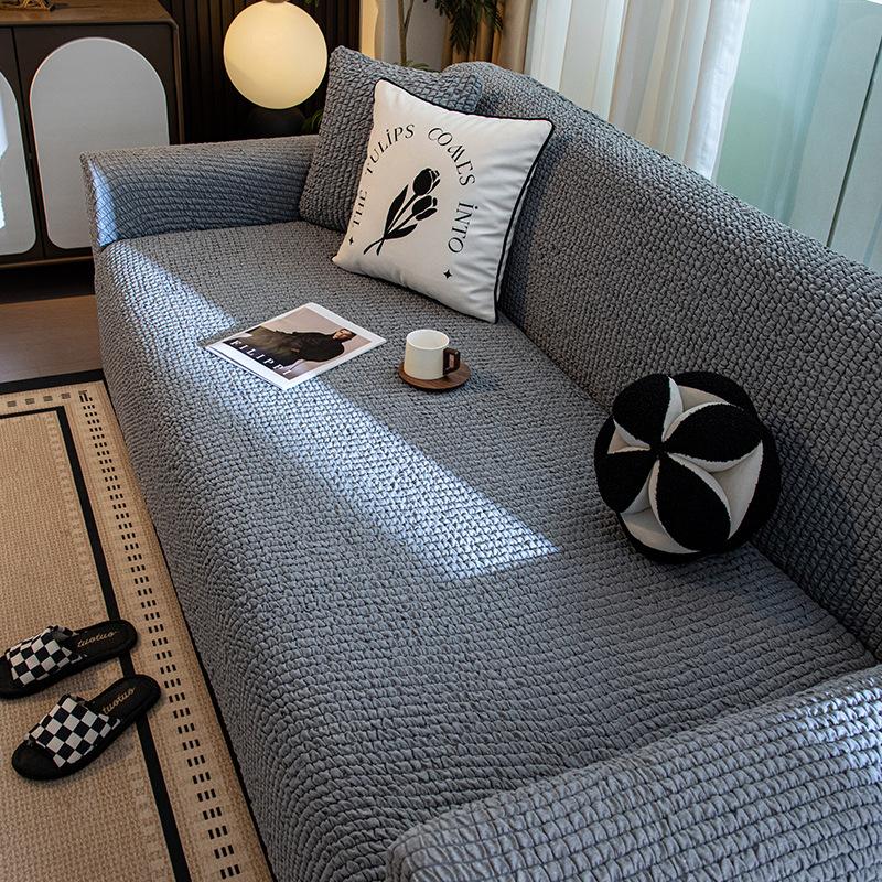 Bubble Fabric Sofa Cover Full Coverage Cream Style Cat Scratch Resistant Stretchable Sofa Protector