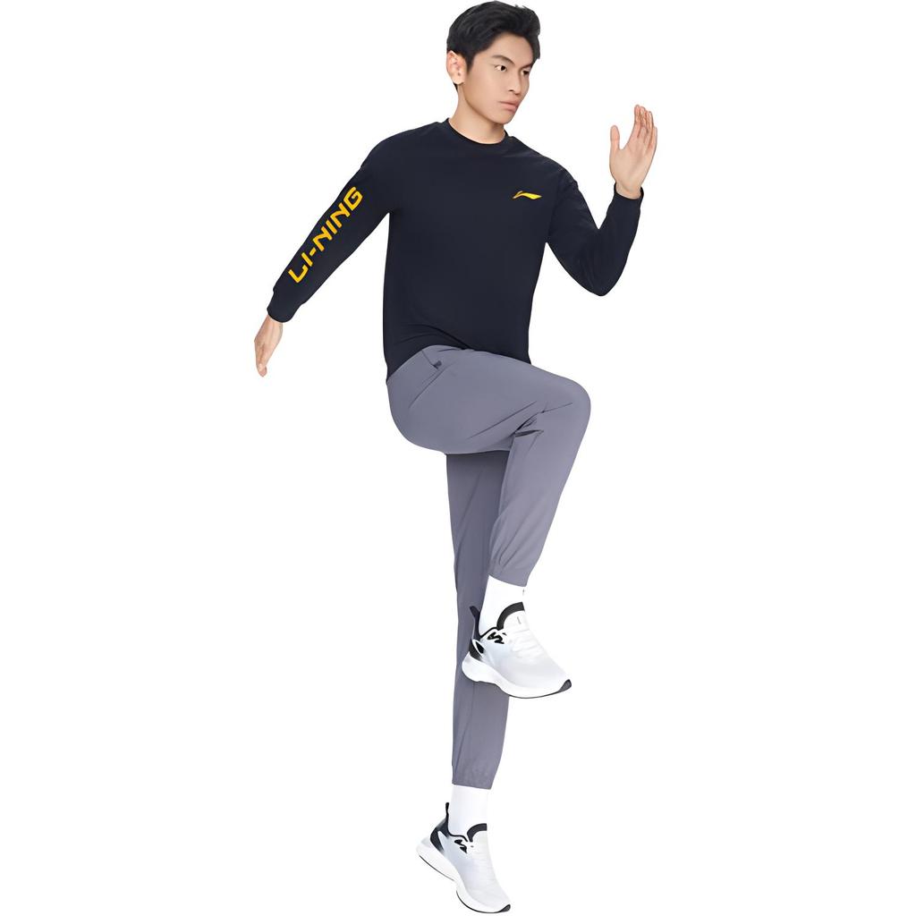 Li Ning Sweatshirts Unisex Black Crew Neck Moderate Regular AWDS415-1
