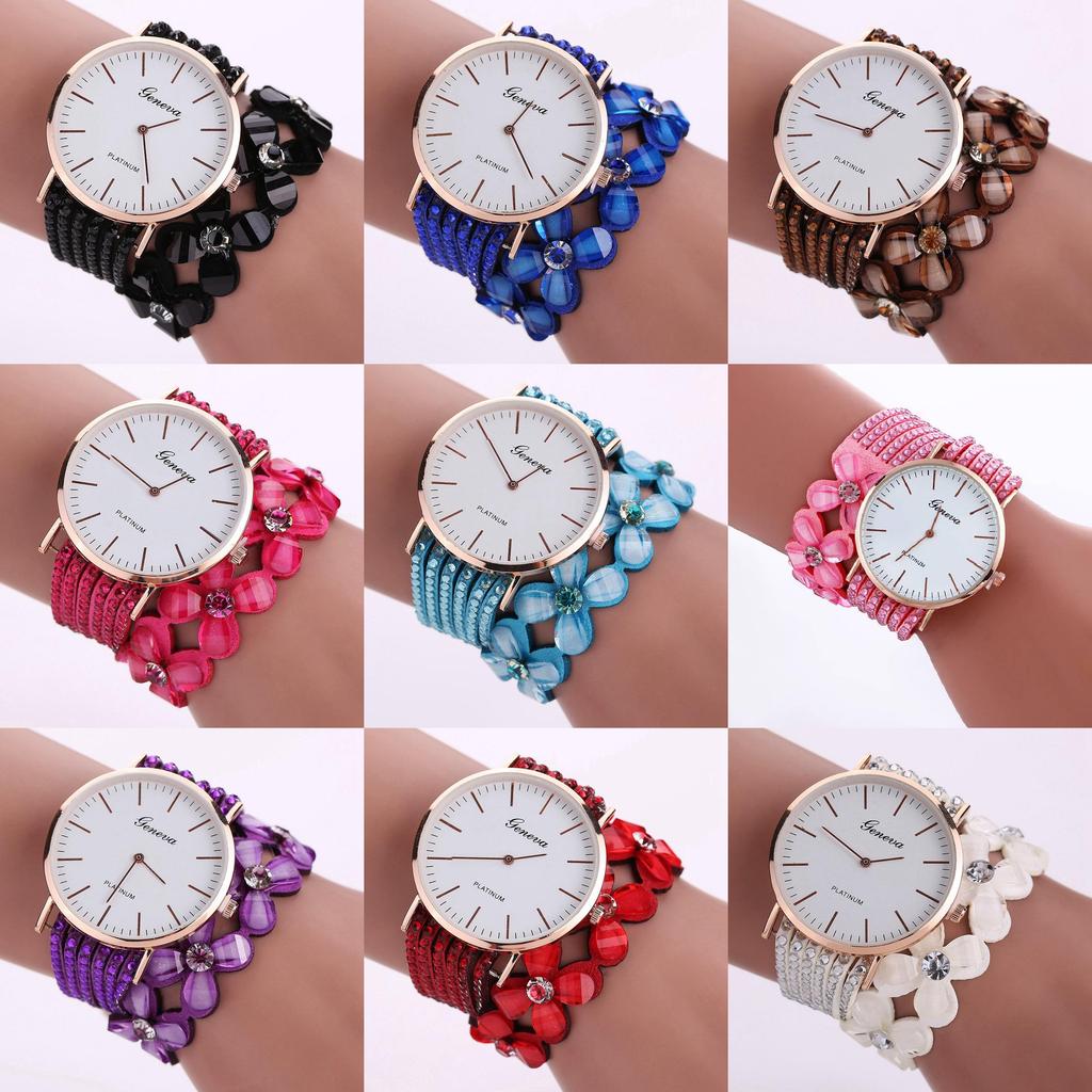 Elegant Floral Quartz Bracelet Watch Fashionable Women's Jewelry Timepiece