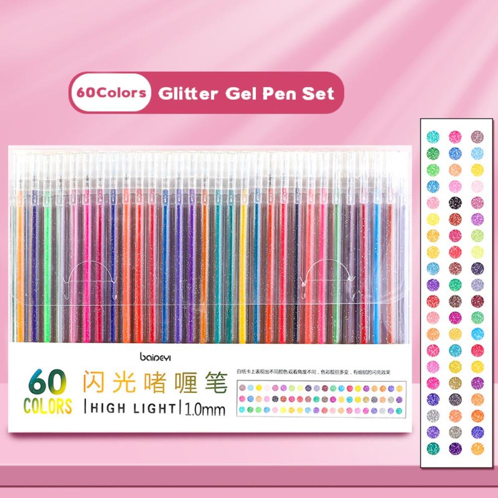 8/12/24/36/48/60Colors 8/12/24/36/48/60 Colors Glitter Gel Pen Large Capacity DIY Handwriting Shiny Highlighter Pen