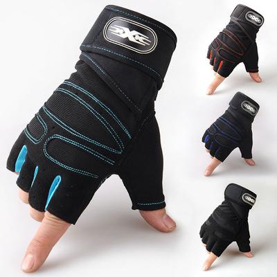 Guanti da Palestra da Uomo Sollevamento Pesi Bodybuilding Allenamento Fitness Guanti Senza Dita Mezzo Dito Guanti da Ciclismo Antiscivolo Supporto Polso