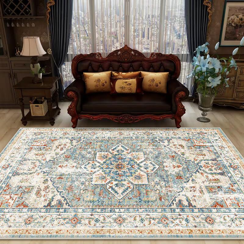 Bohemian Retro Style Decorative Rug for Living Room Soft Antiskid Sofa Table Mat Big Size Foldable Study Decoration Rug Washable
