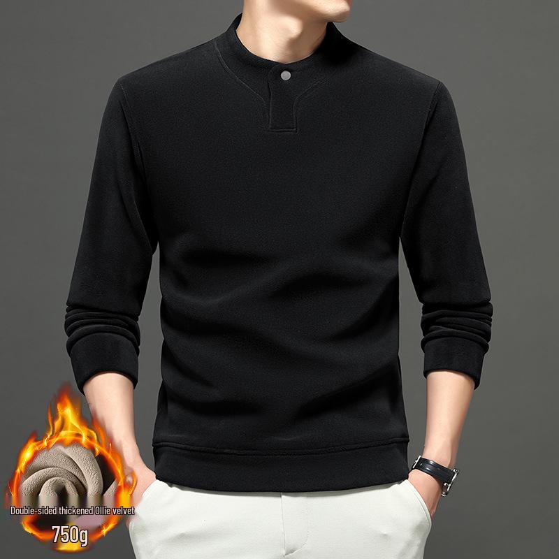 Men s 750g Fleece-Lined Thickened Hoodie, Henley Collar, Casual Fashionable Warm Hoodie. M (165) for 95-115 lbs