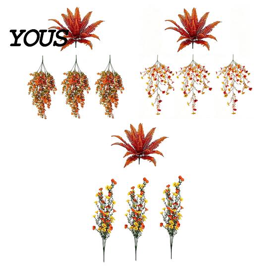 Maintenance Free Decorative Plants Fall Artificial for Hanging, UV-Resistant Faux Flowers, Realistic Plastic Flowers Garden Trailing Vines Autumn