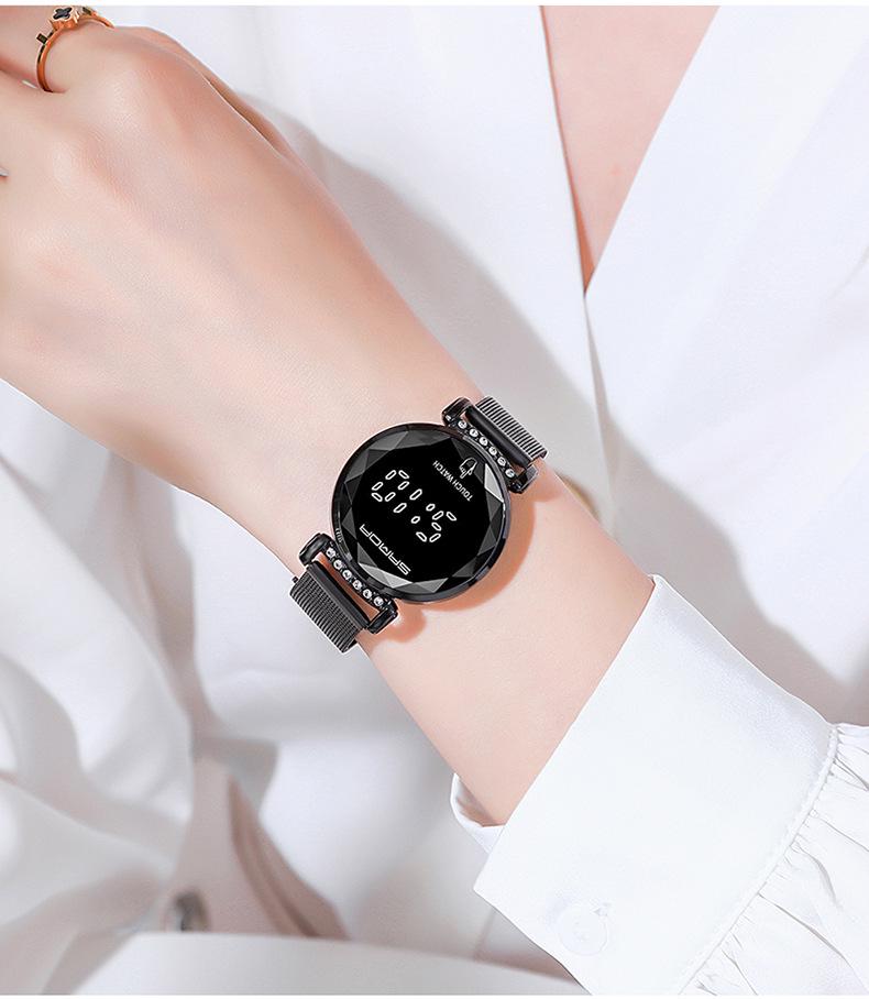 Sanda Touchscreen LED-Uhr mit Doppelschnalle Netzarmband - Modell 8007 für Damen