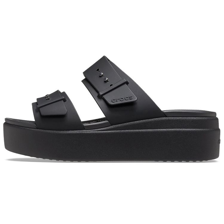 Crocs Brooklyn Low Heel Casual Rubber Sole Anti-Skid Slide Sandals Women Sandals Black 207431-001