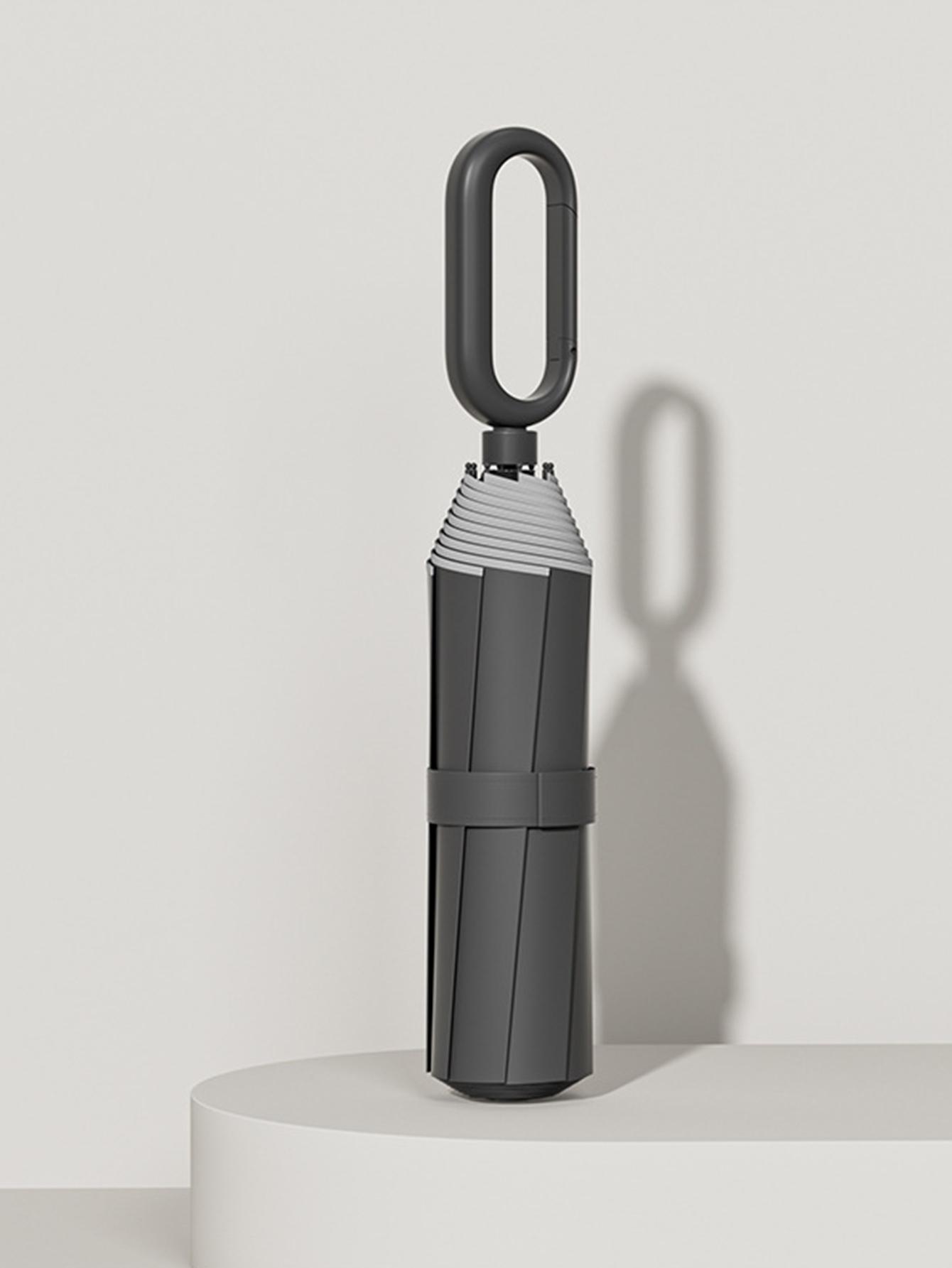 

Большая ручка-пряжка Ветрозащитный Прочный Усиленный Ручной Складной Зонт для Мужчин, Светоотражающая полоса для безопасного ночного передвижения чёрный