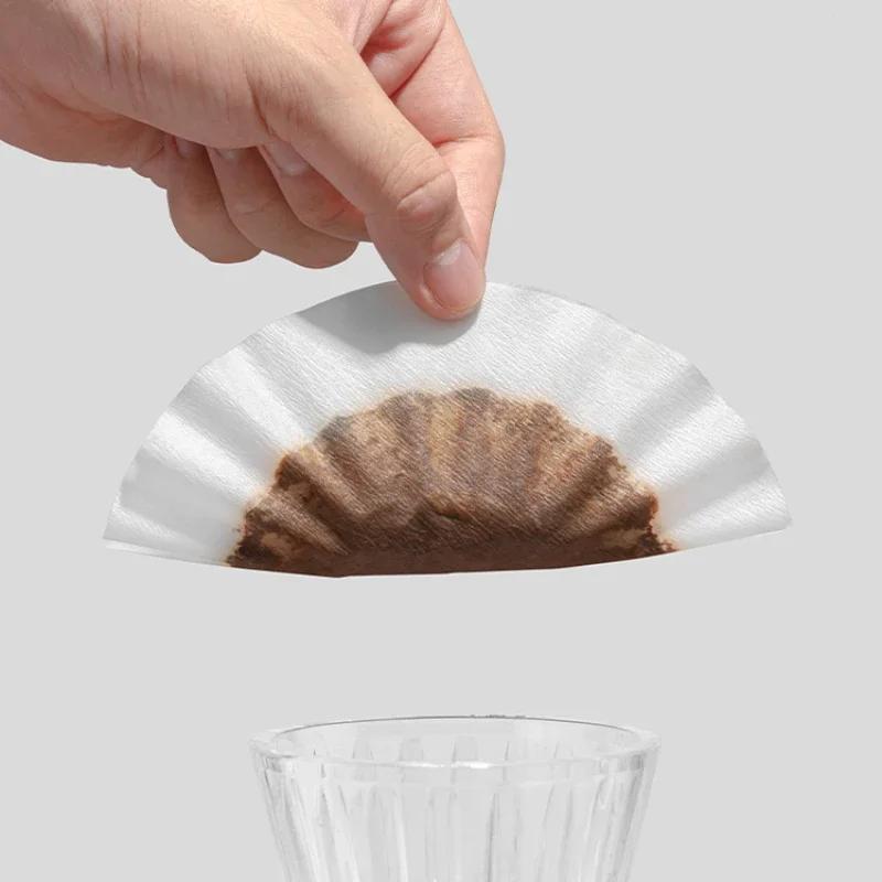 50pcs Pour Over Coffee Filter Papers 50 Sheets; Fits B75 Coffee Dripper & 1-2 Cups Wave Dripper Coffee Filter Papers
