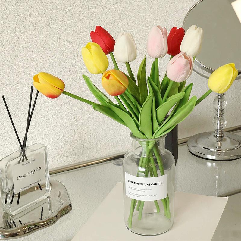 10PCS Mini Tulip Simulation Flower Wedding Home Fake Flower Photography Props Decorative Accessories Hand Bouquet
