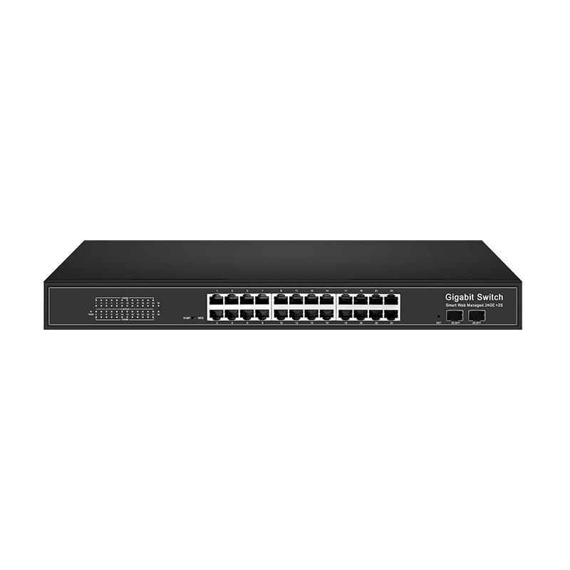 24-Port Gigabit Web Managed Switch with VLAN, Monitoring, Aggregation, QoS, and Ring Network Support