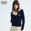 Teenie Weenie Women's Faux Two-Piece Polo Collar Knit Cardigan
