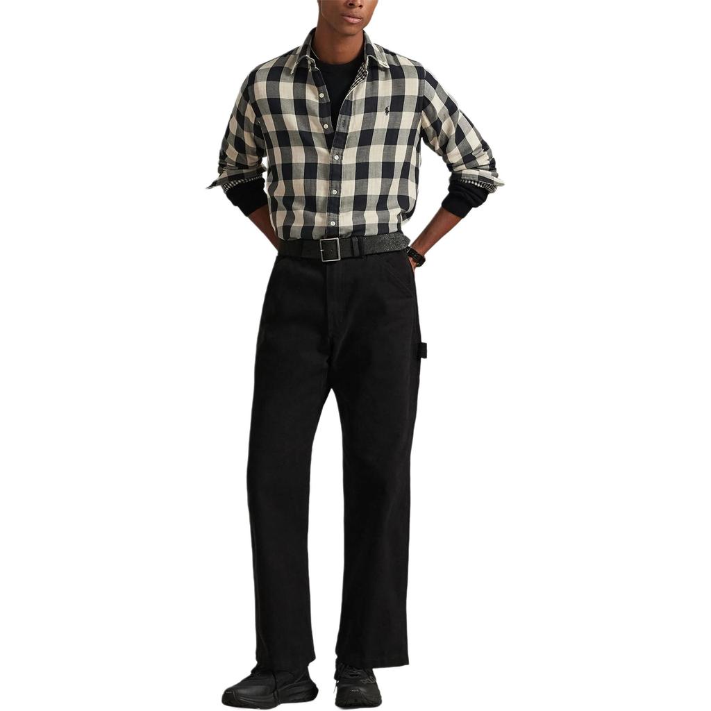 Polo Ralph Lauren Plaid Polo Collar Small Pony Embroidered Shirt Men shirts 710P00517-002