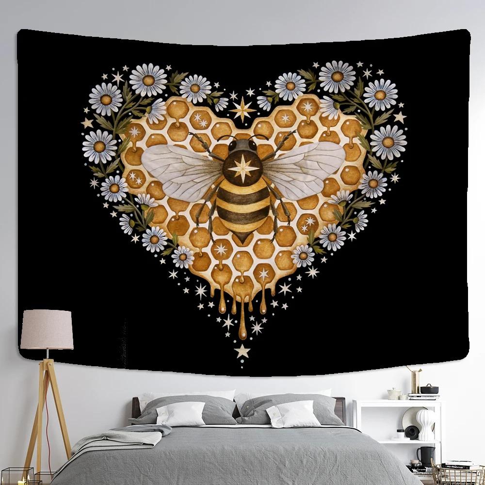 Butterfly Bee and Flowers Tapestry Office Living Room Decoration Home Wall Tapestry