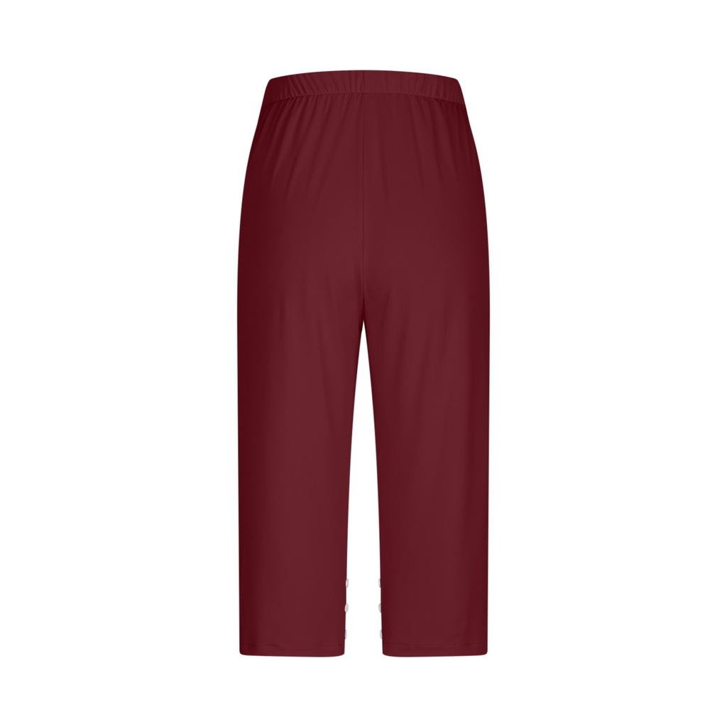 Damemote Ensfarget Uformelt bukse med knapp Sport Slim Seven Quarter Bukser