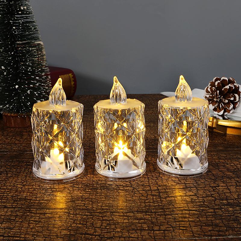 6pcs Electronic Candle Night Light, Bedside Light Atmosphere Light Courtship Proposal Electronic Candle Light Ornaments, Christmas Decorations Light