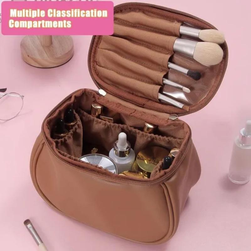 1 Pc Empty Women Fashion PU Leather Zipper Makeup Bag Portable Travel Waterproof Bathroom Storage Pouch