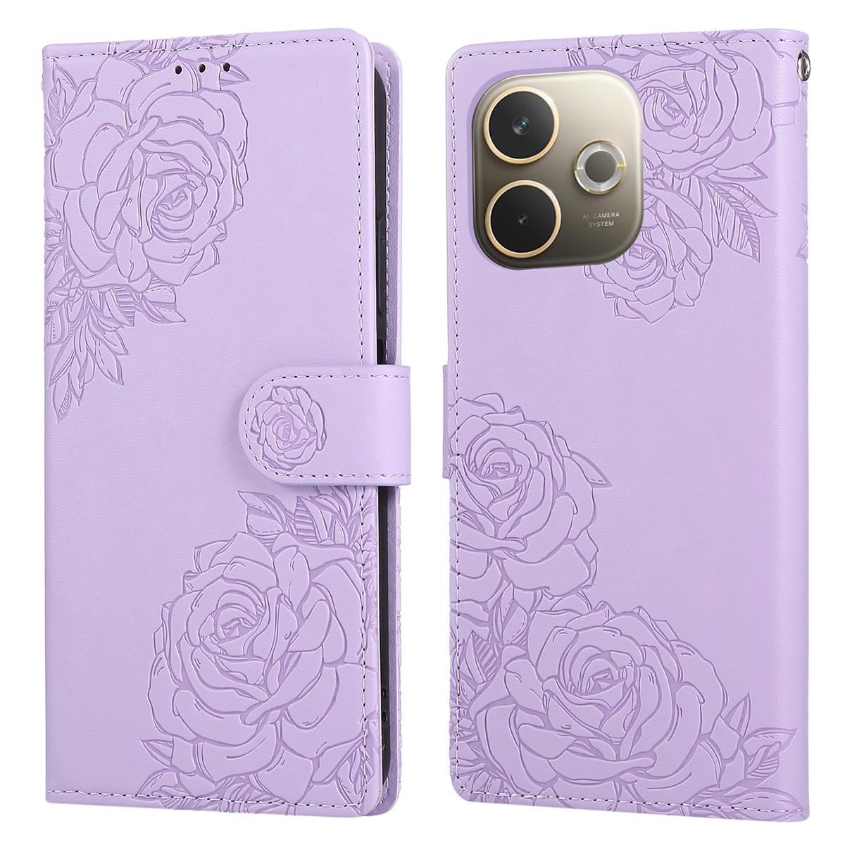 

Чехол для телефона для Oppo A5 Pro 5G (Глобальный)/4G (Глобальный)/A5 Energy 5G (Китай) ,Чехол-кошелек из искусственной кожи с розовым цветком и 3 отделениями для карт Light Purple