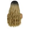 Blonde Ombre Synthetic Wig for Women 28 Inch Long Water Wave Cosplay Lolita Wig Middle Part Natural Hair Heat Resistant