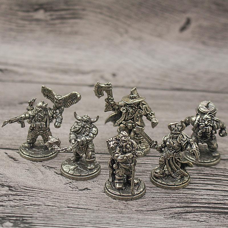 1/2Pcs Dwarf Legion Shield Axe Models Toy Figurines Miniatures Metal Copper Mens Gifts Desktop Ornaments Decoration
