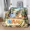 Bluey's Bubble Adventure Customize Text Blanket Cozy Customizable Blanket Durable Comfort for Office Picnics Office Chair Livingroom